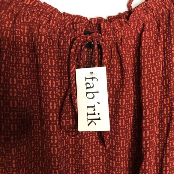NWT Fab’rik Romper short boho long sleeves brown S - Picture 5 of 14